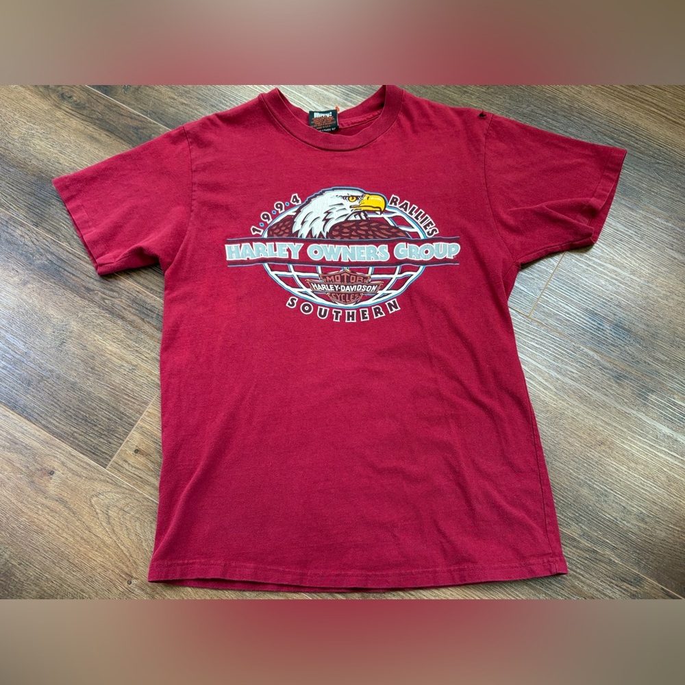 '94 Vintage Harley Davidson Red Graphic Tshirt XL